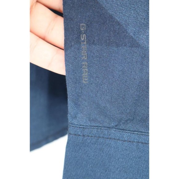 NWT G-Star RAW Shirt Mens Small Landoh Long Sleeve Button Up Dark Blue geometric - Picture 9 of 16